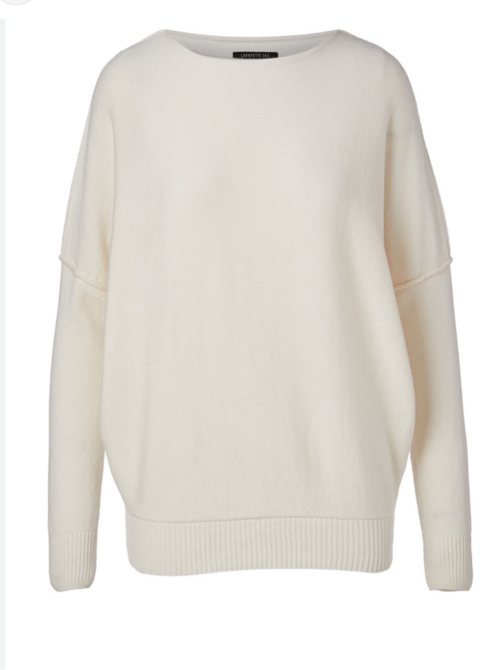 LAFAYETTE 148 New York Ivory Cashmere Long Sleeve Bateau Neckline Sweater XS